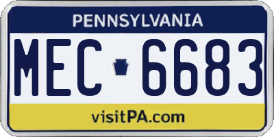 PA license plate MEC6683