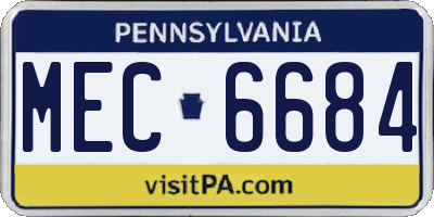 PA license plate MEC6684