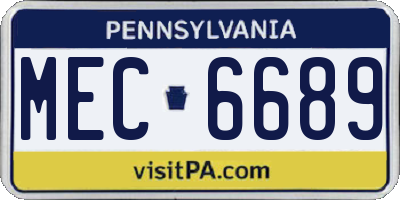 PA license plate MEC6689