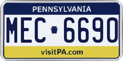 PA license plate MEC6690