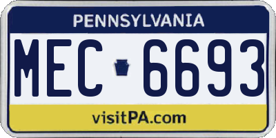 PA license plate MEC6693
