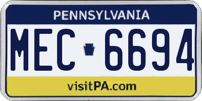 PA license plate MEC6694