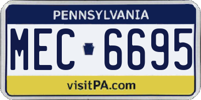 PA license plate MEC6695