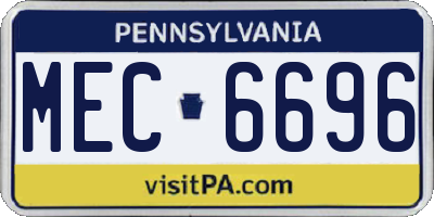 PA license plate MEC6696