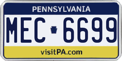 PA license plate MEC6699