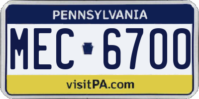 PA license plate MEC6700