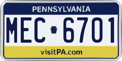 PA license plate MEC6701