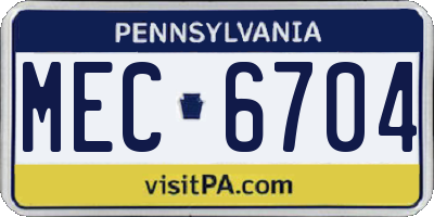 PA license plate MEC6704