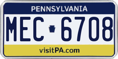 PA license plate MEC6708