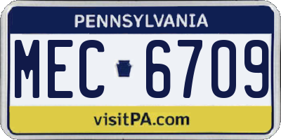 PA license plate MEC6709