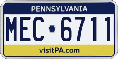 PA license plate MEC6711