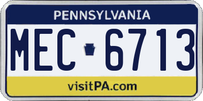 PA license plate MEC6713