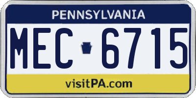 PA license plate MEC6715