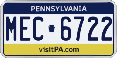 PA license plate MEC6722