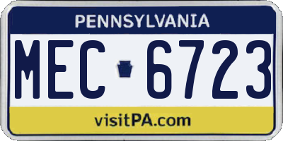 PA license plate MEC6723