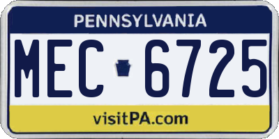 PA license plate MEC6725