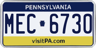 PA license plate MEC6730