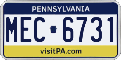 PA license plate MEC6731