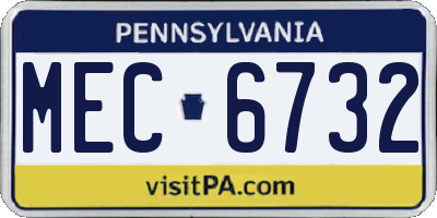 PA license plate MEC6732