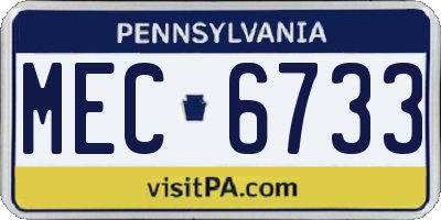 PA license plate MEC6733