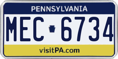 PA license plate MEC6734