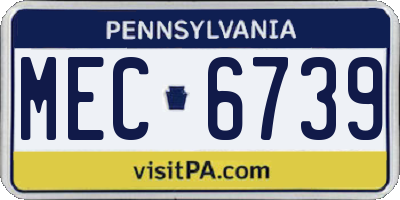 PA license plate MEC6739