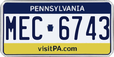 PA license plate MEC6743