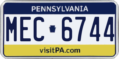 PA license plate MEC6744