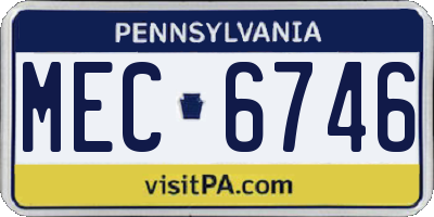 PA license plate MEC6746