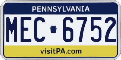 PA license plate MEC6752