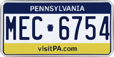 PA license plate MEC6754