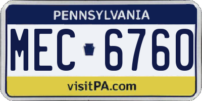 PA license plate MEC6760