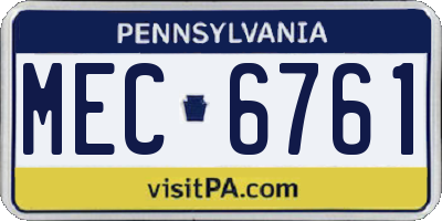 PA license plate MEC6761