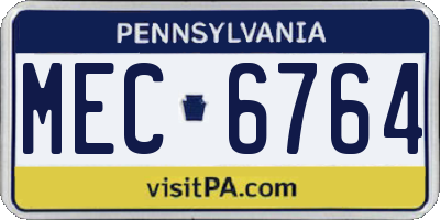 PA license plate MEC6764