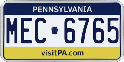 PA license plate MEC6765