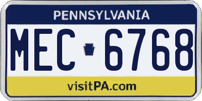 PA license plate MEC6768
