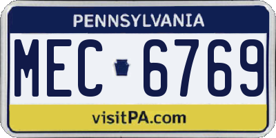 PA license plate MEC6769