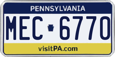 PA license plate MEC6770