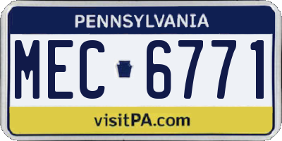 PA license plate MEC6771