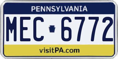 PA license plate MEC6772