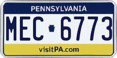 PA license plate MEC6773