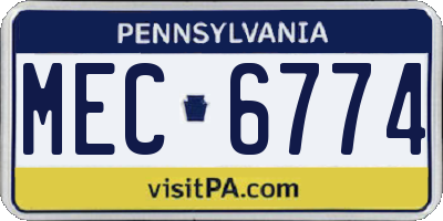 PA license plate MEC6774