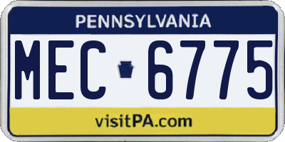 PA license plate MEC6775