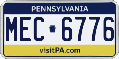 PA license plate MEC6776