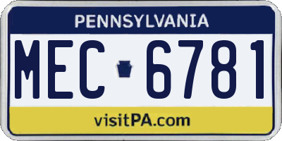 PA license plate MEC6781