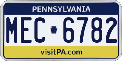PA license plate MEC6782