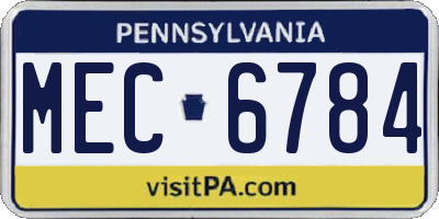 PA license plate MEC6784