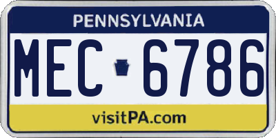 PA license plate MEC6786