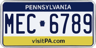 PA license plate MEC6789