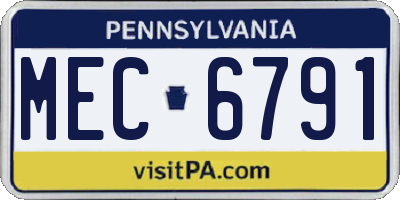 PA license plate MEC6791